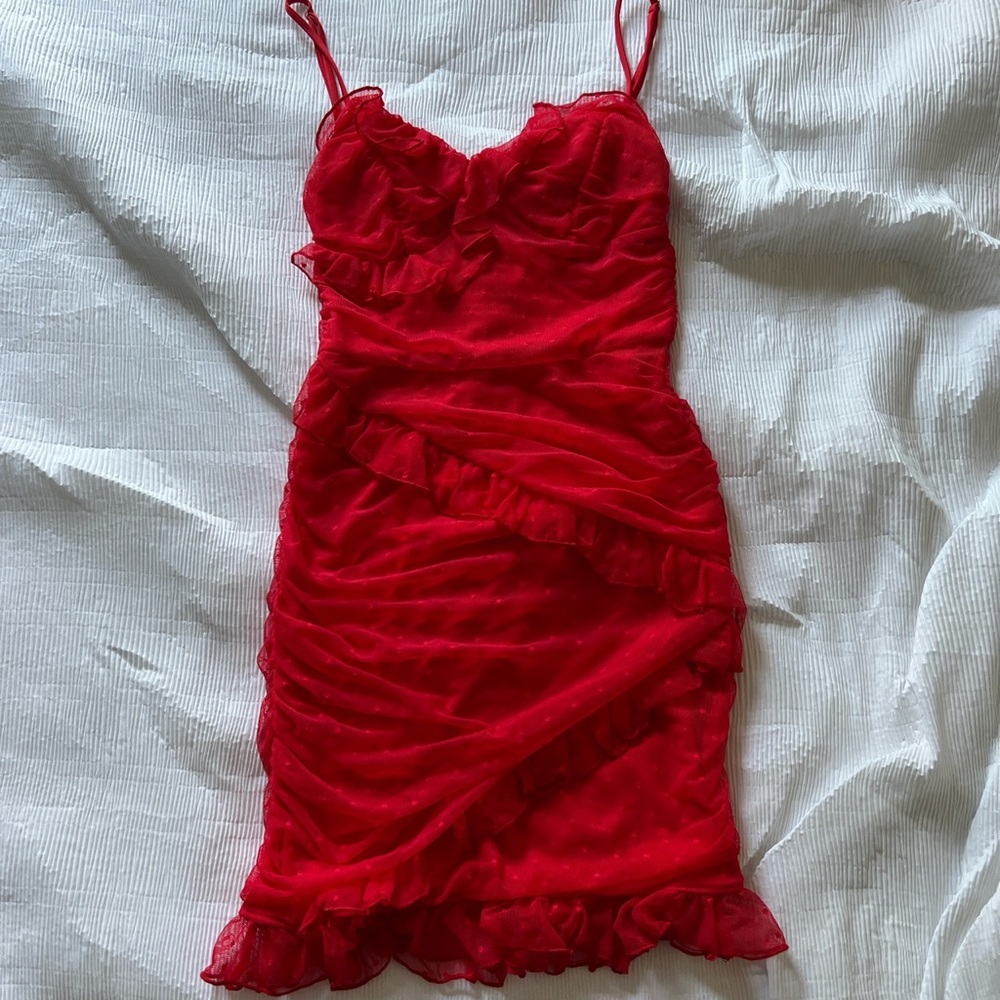Red mini dress